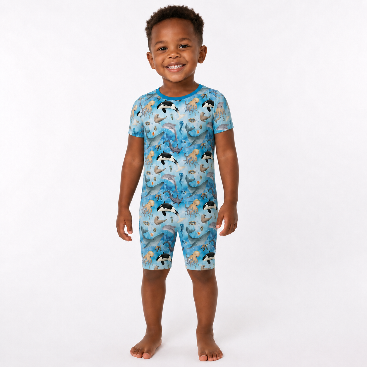 Bamboo DEEP BLUE SEAS Two Piece SHORT SLEEVE/SHORT