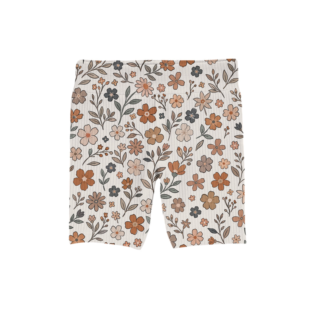 Bamboo RIBBED SPICED FLORALS BIKER SHORTS