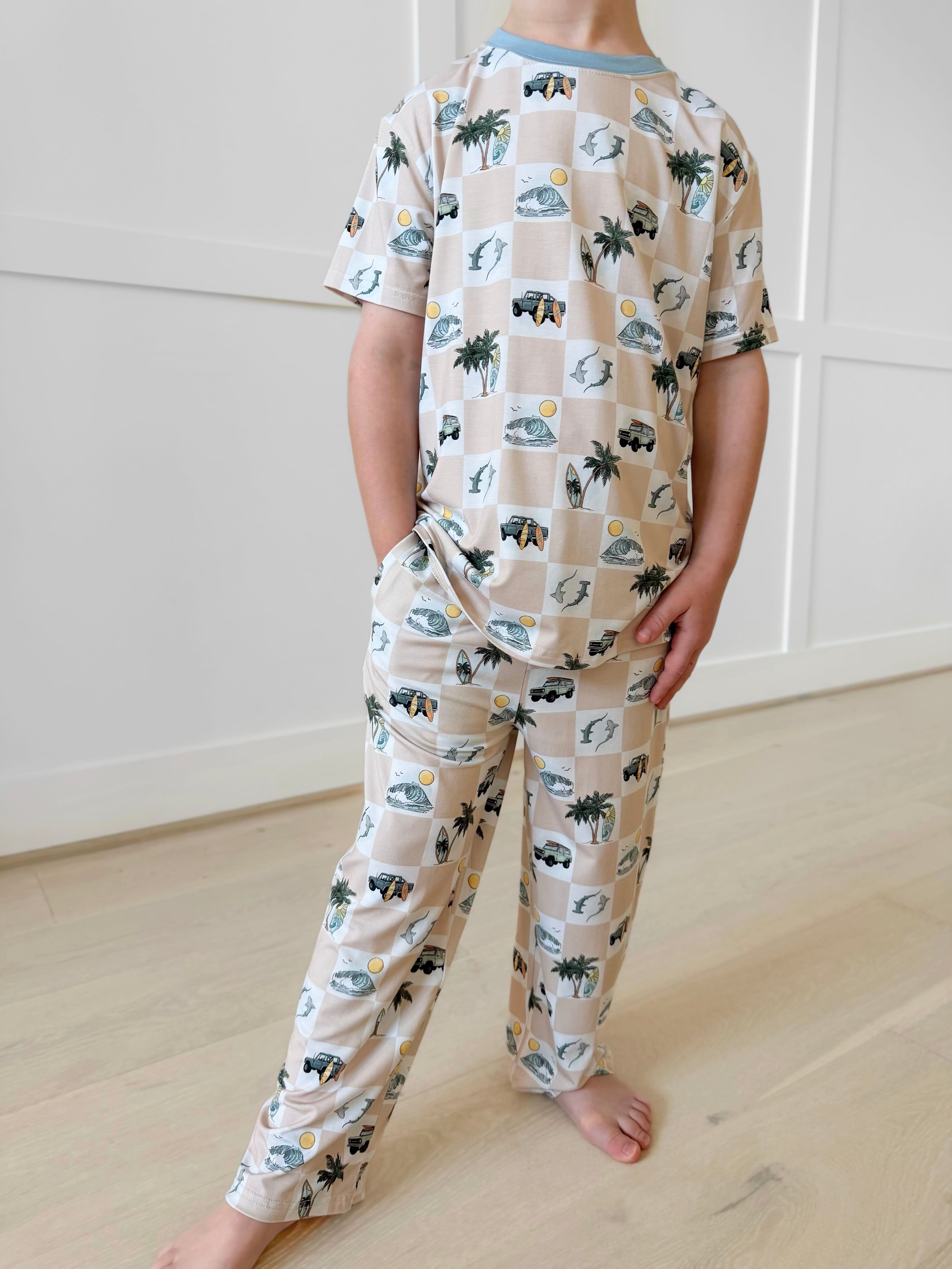 Bamboo ISLAND GRID KIDS RELAXED PANT Set