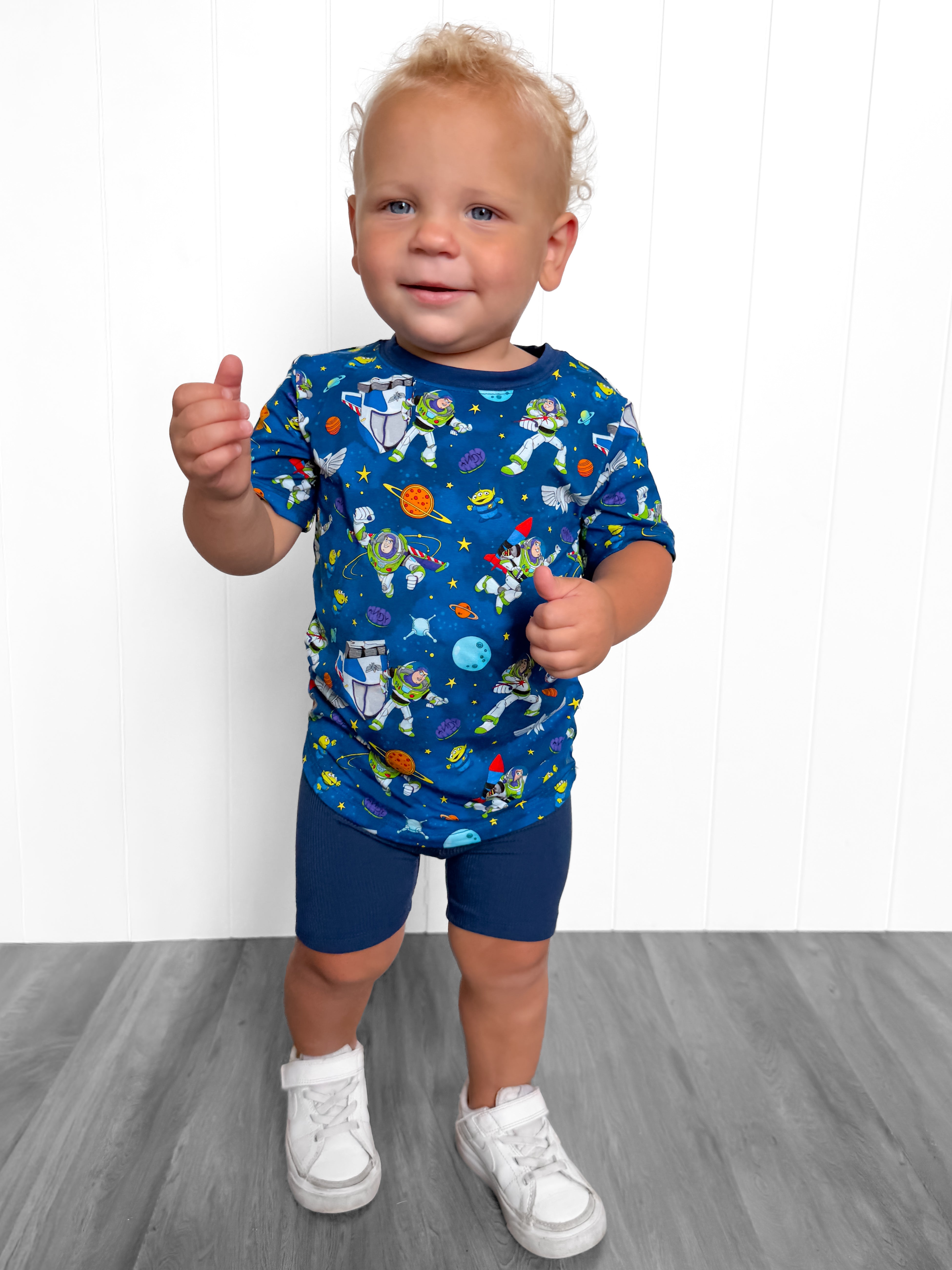 Bamboo STAR COMMAND Short Sleeve Oversized Tee Biker Short Set