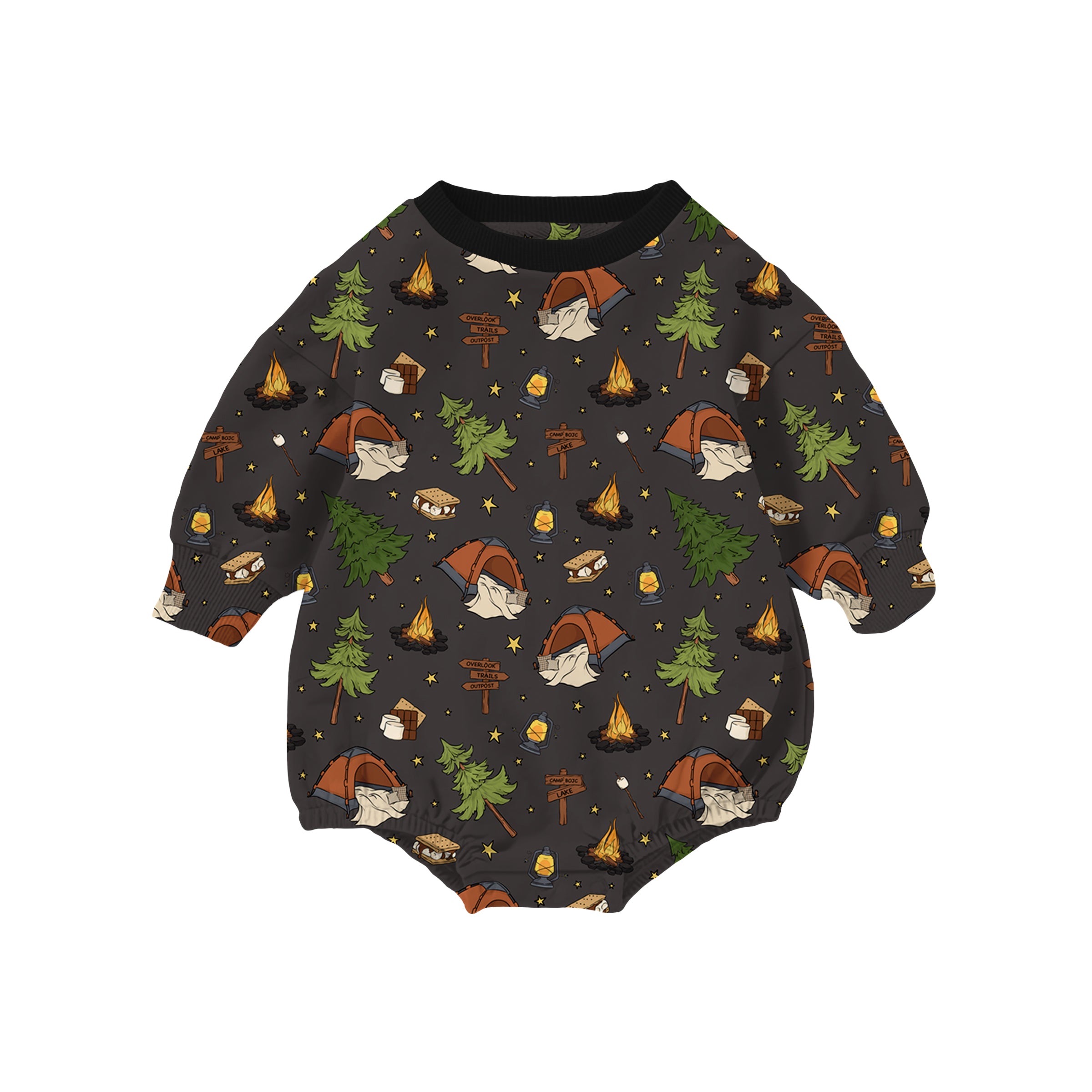 PREORDER Bamboo FRENCH TERRY CAMP BOJC LONG SLEEVE RELAXED FIT ROMPER ship date AUGUST 2025