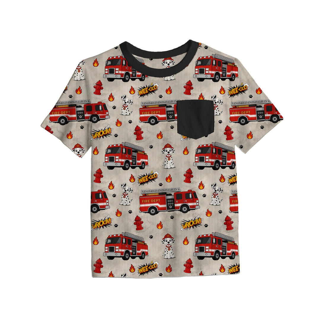 Bamboo RIBBED WEE-OOO FULL PRINT POCKET TEE