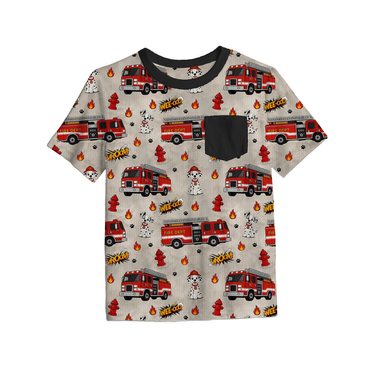 Bamboo RIBBED WEE-OOO FULL PRINT POCKET TEE