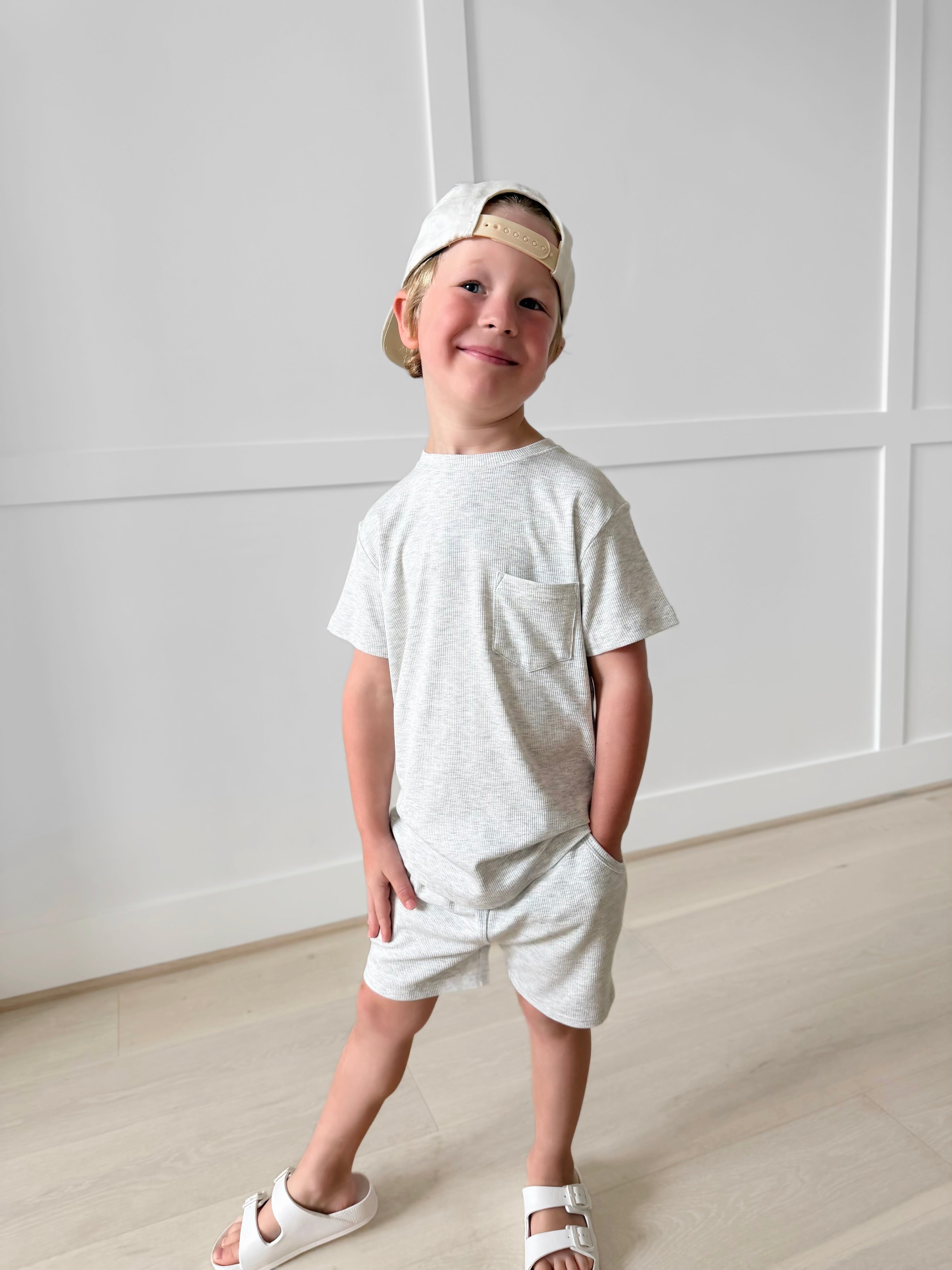 Bamboo RIBBED STONEWASH Relaxed Short Set