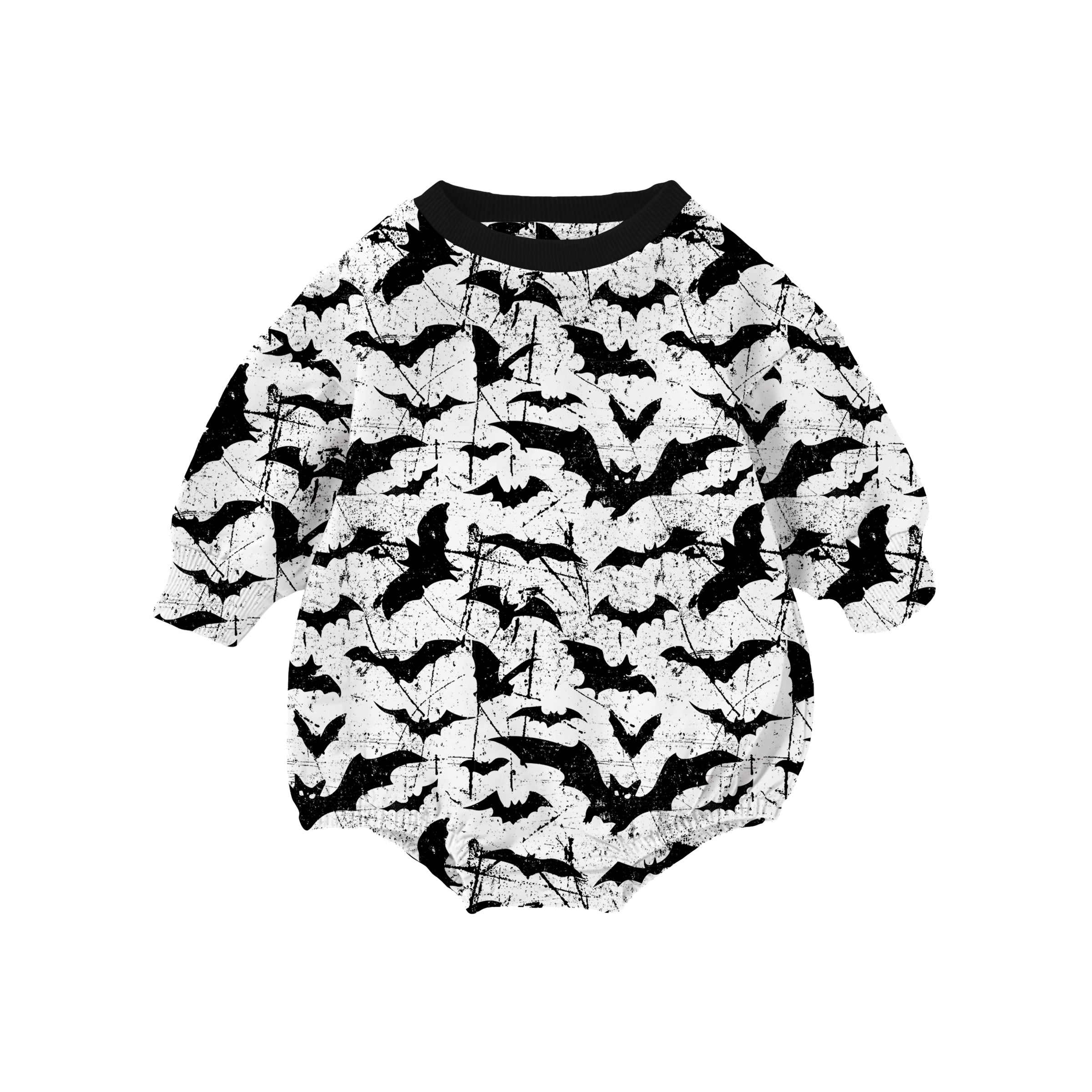 PREORDER Bamboo FRENCH TERRY IT'S FREAKIN' BATS LONG SLEEVE RELAXED FIT ROMPER ship date AUGUST 2025