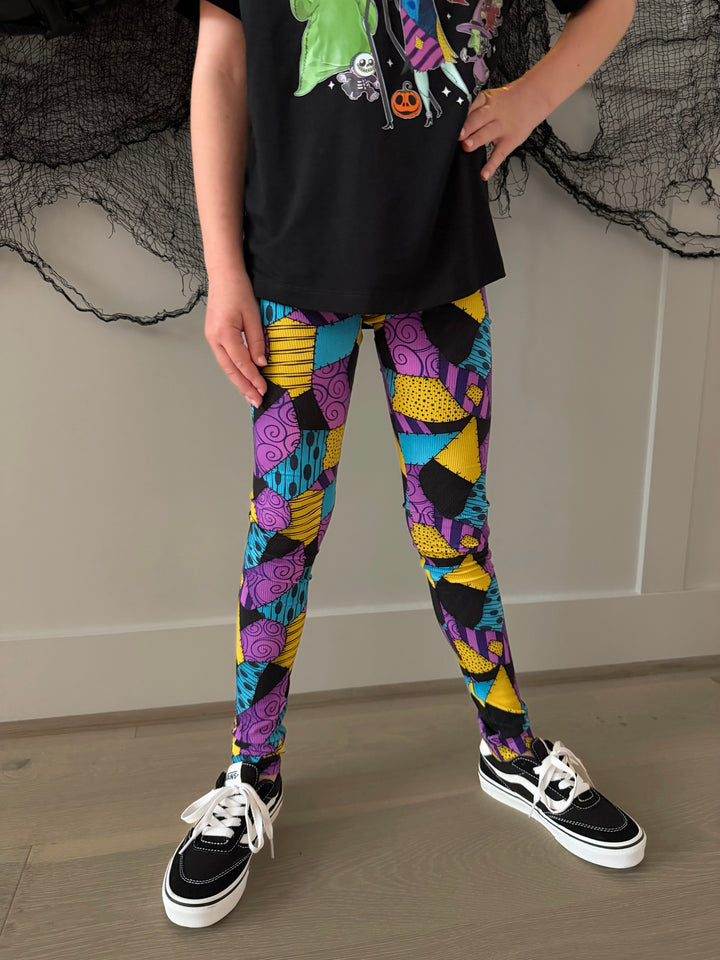 Bamboo CHAOS BEFORE CHRISTMAS (SALLY) RIBBED LEGGINGS