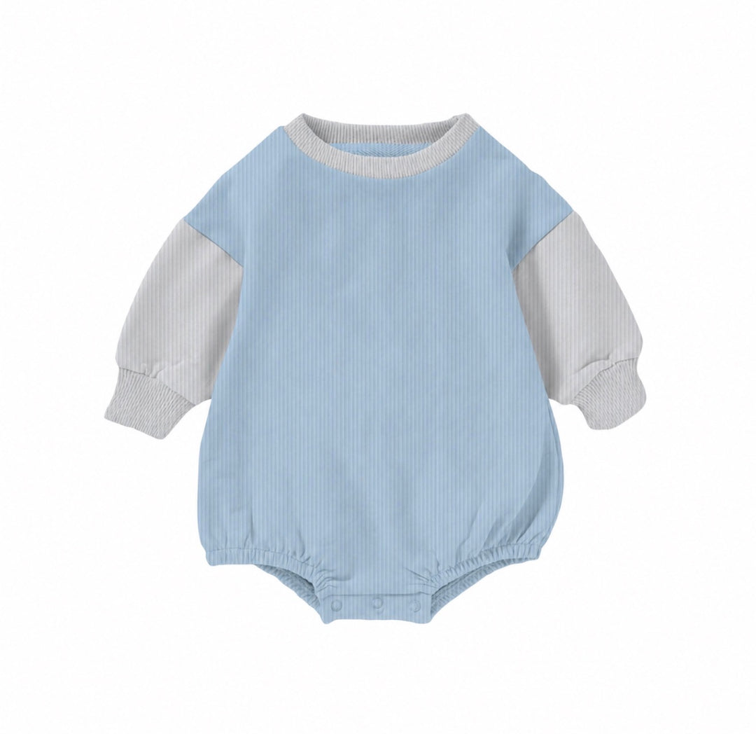 Bamboo RIBBED COASTAL CLOUD LONG SLEEVE ROMPER (BUBBLE)