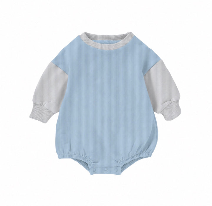 Bamboo RIBBED COASTAL CLOUD LONG SLEEVE ROMPER (BUBBLE)