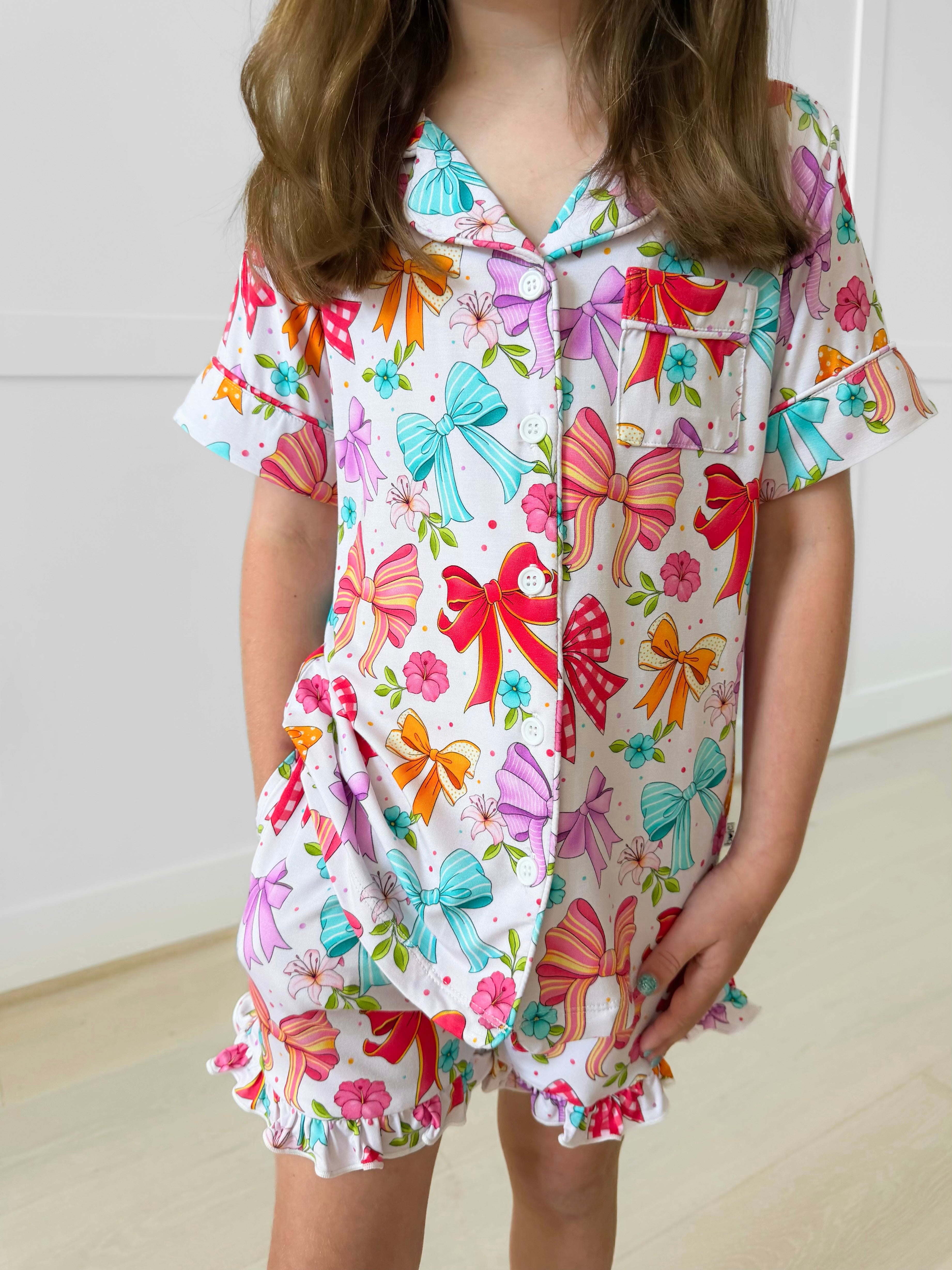 Bamboo BLOOMS & BOWS KIDS SHORT RUFFLE FORMAL Set