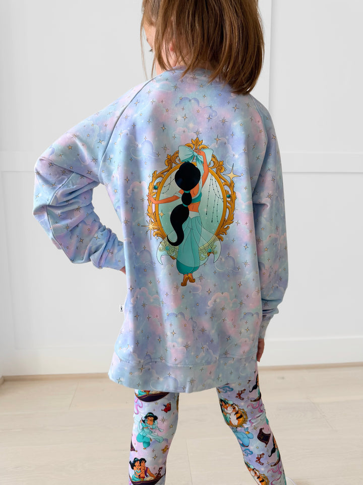 Bamboo COTTON SPANDEX STARDUST SANDS kids FRONT &amp; BACK GRAPHIC CREWNECK (NO FLEECE)