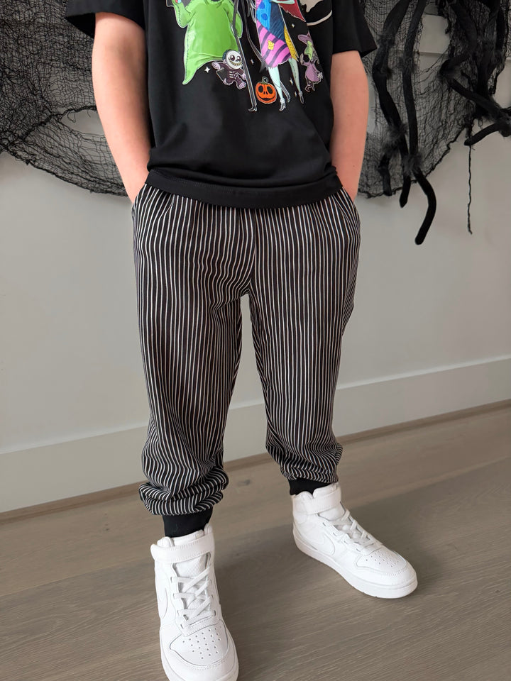 BAMBOO COTTON SPANDEX CHAOS BEFORE CHRISTMAS (JACK) KIDS JOGGERS (NO FLEECE)