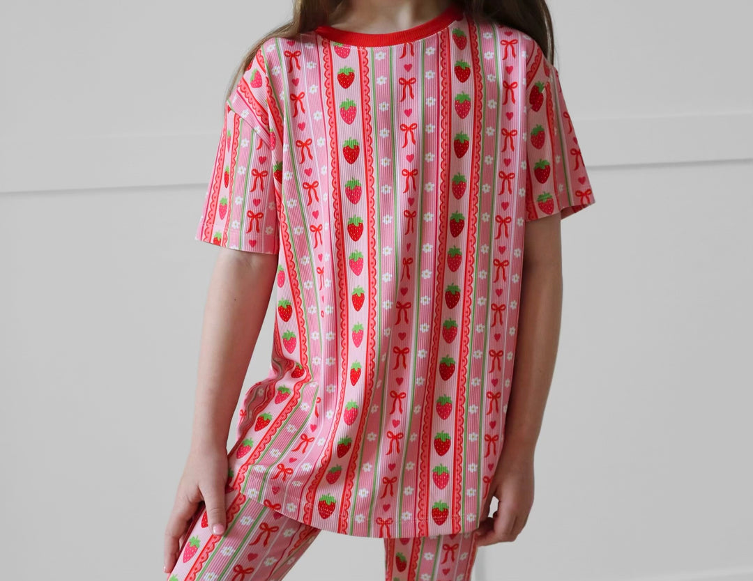 BAMBOO RIBBED BERRY BOW-TIFUL TEE/FLARE LEGGING SET (SAME SIZE TOP &amp; BOTTOM)