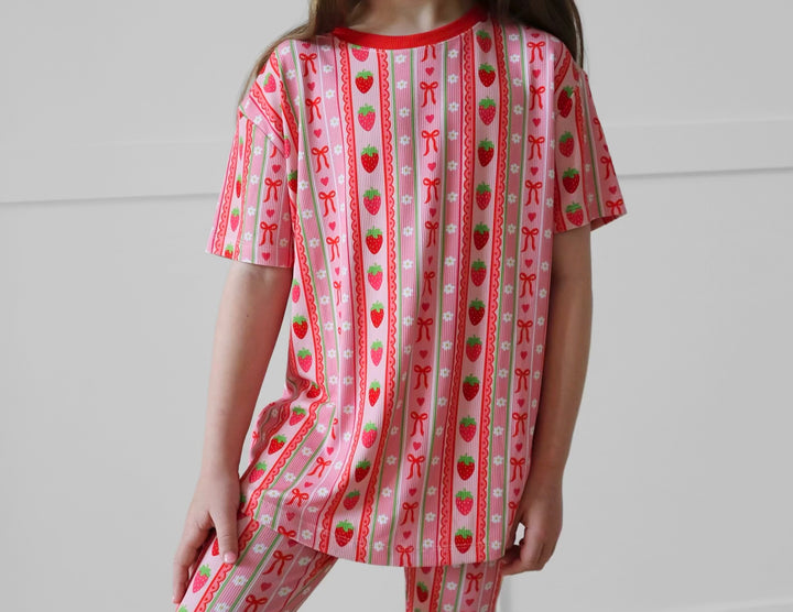 BAMBOO RIBBED BERRY BOW-TIFUL TEE/FLARE LEGGING SET (SAME SIZE TOP &amp; BOTTOM)