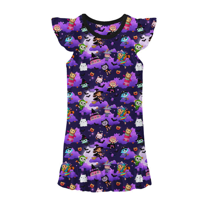Bamboo HAPPY CAT-O-WEEN Flutter Sleeve Gown