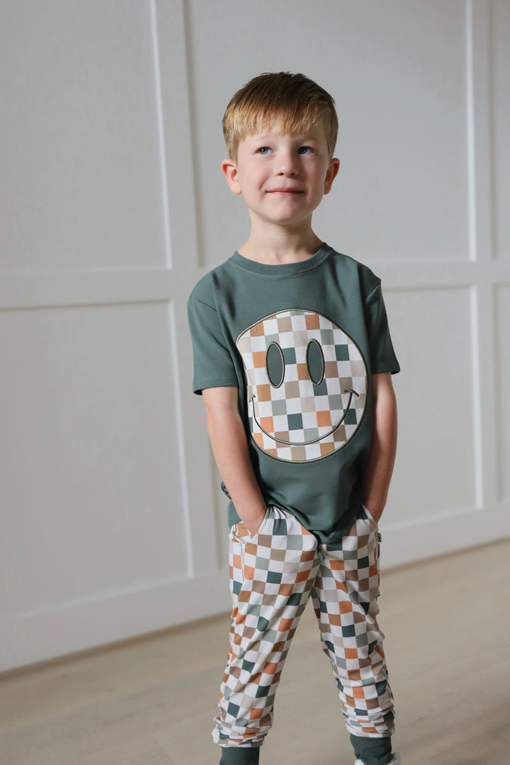 Bamboo COTTON SPANDEX FIRESIDE KIDS EMBROIDERED TEE (NO FLEECE)