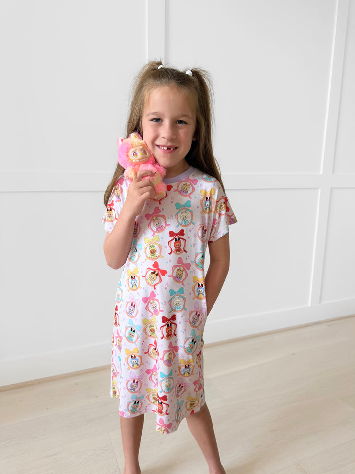 Bamboo CROWNED CUTIES SHORT Sleeve POCKET Gown