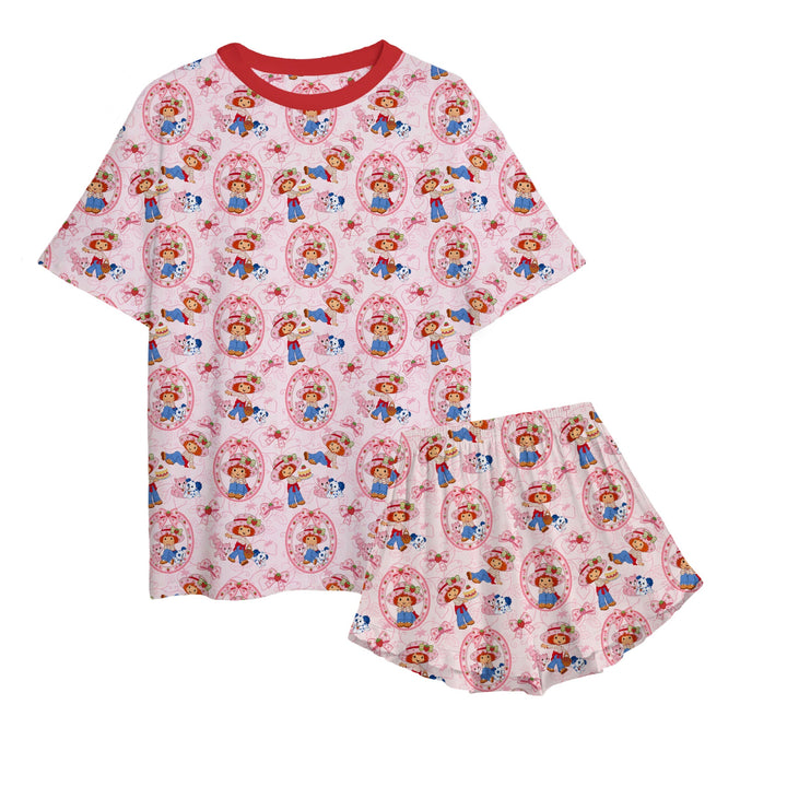 Bamboo BERRY SWEET DAYS Women’s RELAXED TEE RELAXED RUFFLE SHORT Set