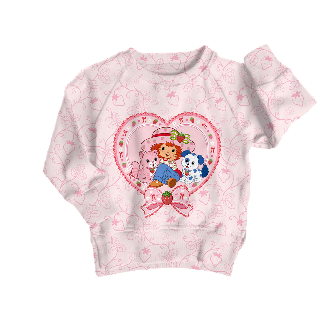 Bamboo COTTON SPANDEX BERRY SWEET DAYS kids GRAPHIC crewneck (FLEECE LINED)