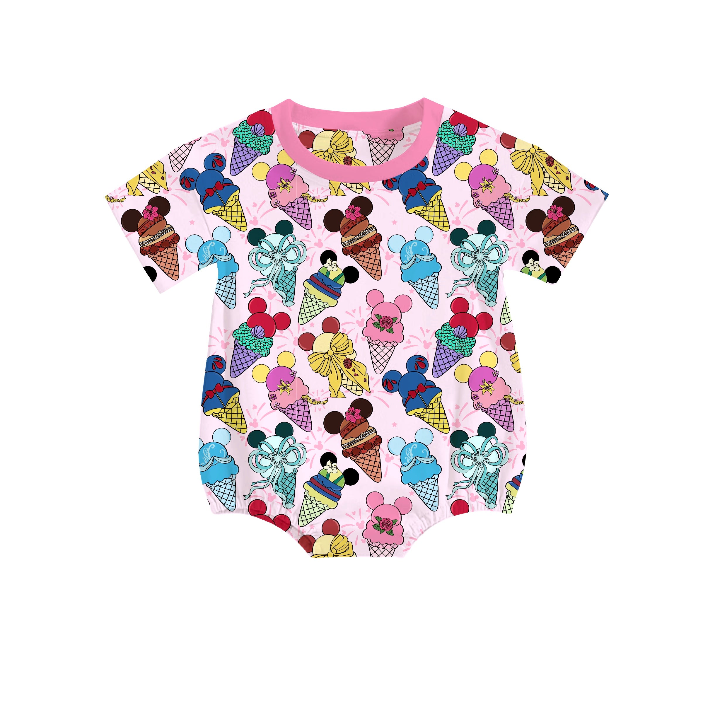 Bamboo CROWNED CONES RELAXED ROMPER (BUBBLE)