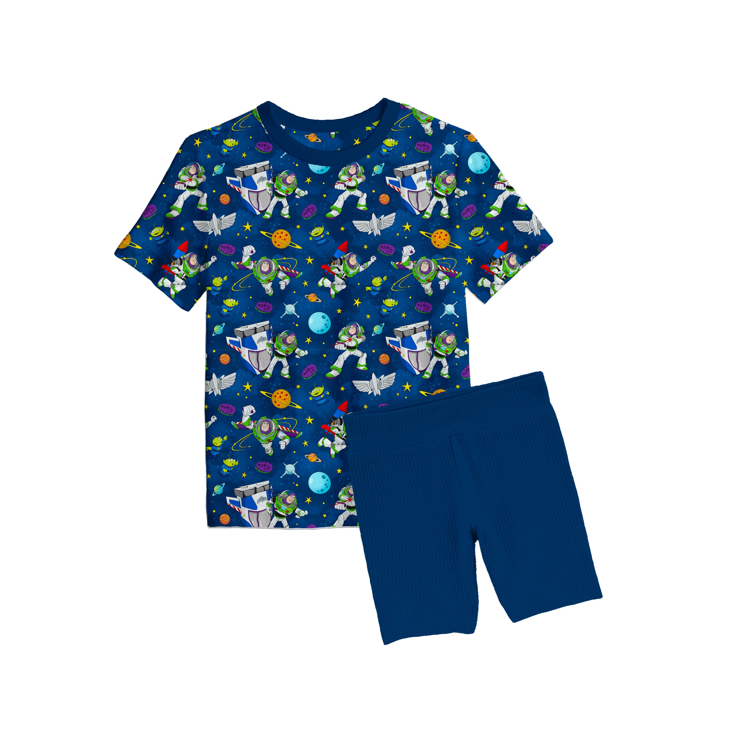 Bamboo STAR COMMAND Short Sleeve Oversized Tee Biker Short Set