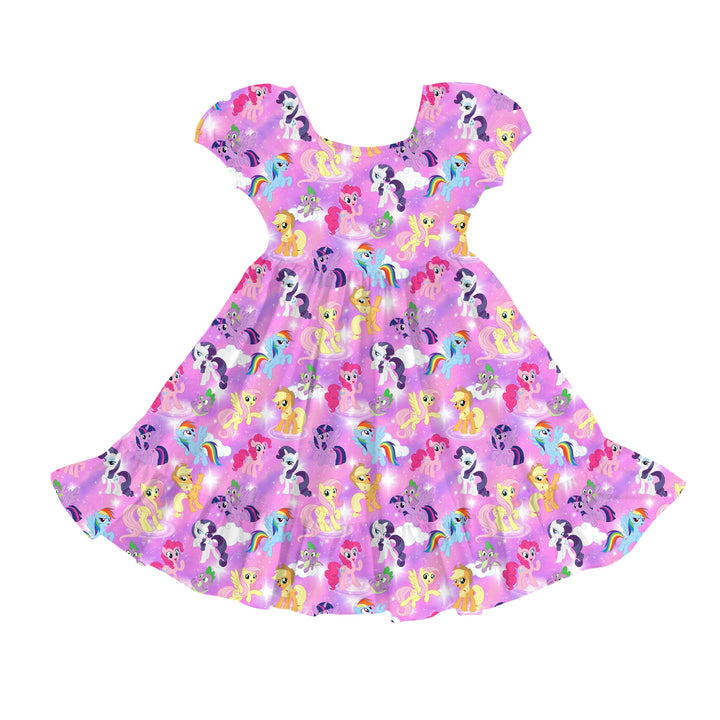 Bamboo MAGIC IN THE MANE SHORT BUBBLE SLEEVE POCKET Twirl Dress