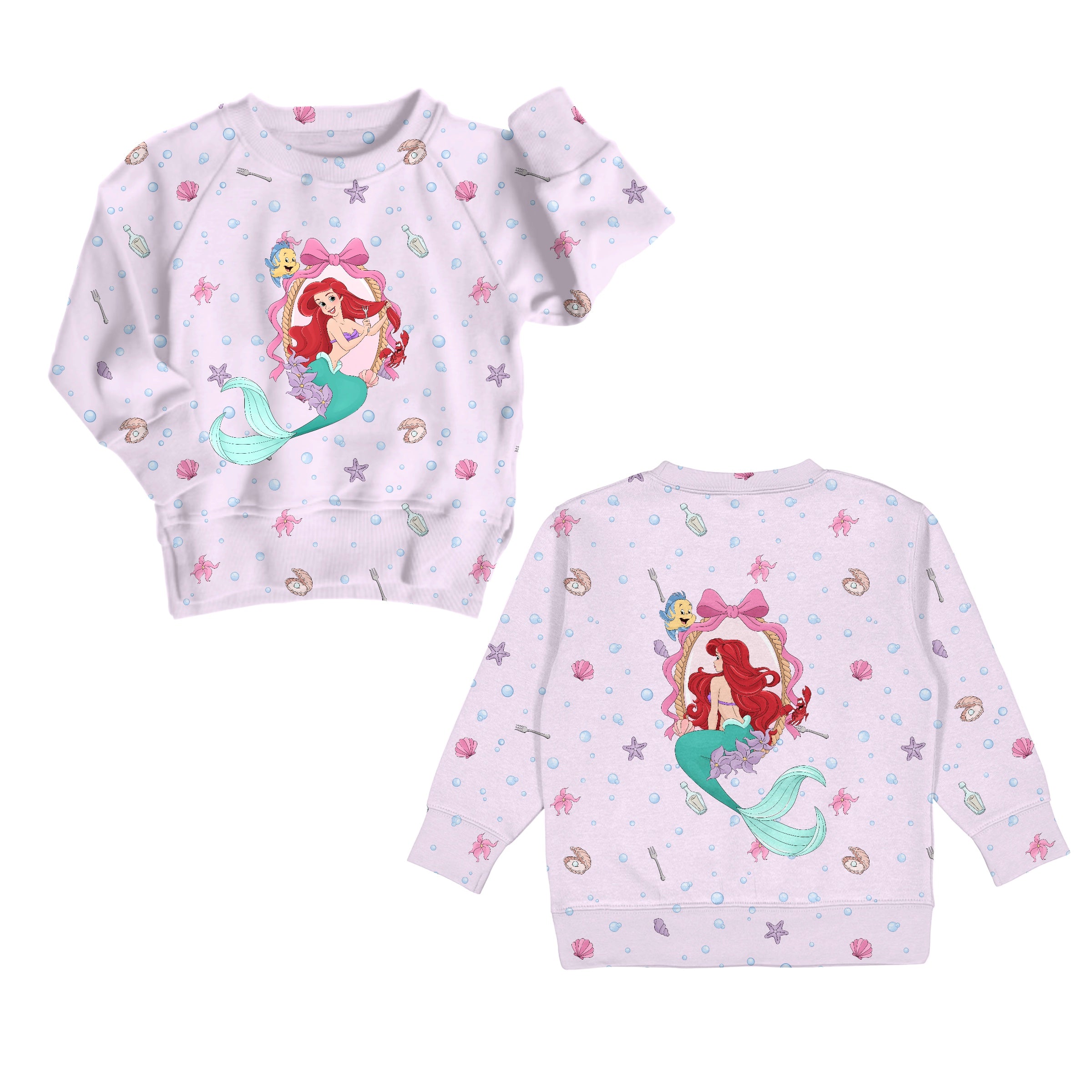 Preorder Bamboo COTTON SPANDEX BUBBLES & BESTIES kids GRAPHIC crewneck EST ship date OCTOBER 2026 (FLEECE LINED)
