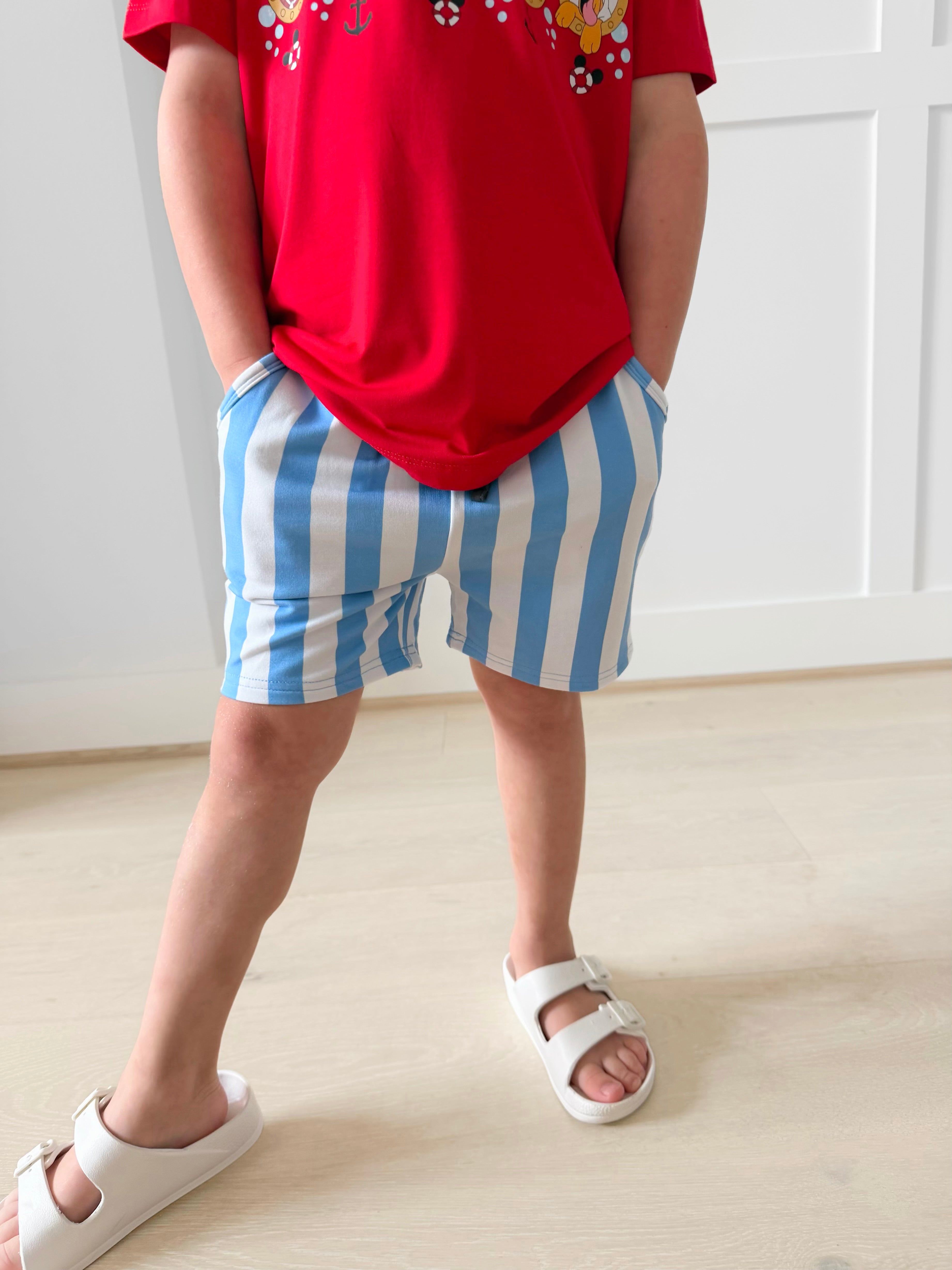 Bamboo COTTON SPANDEX CRUISIN' WITH THE CREW BLUE Relaxed Shorts