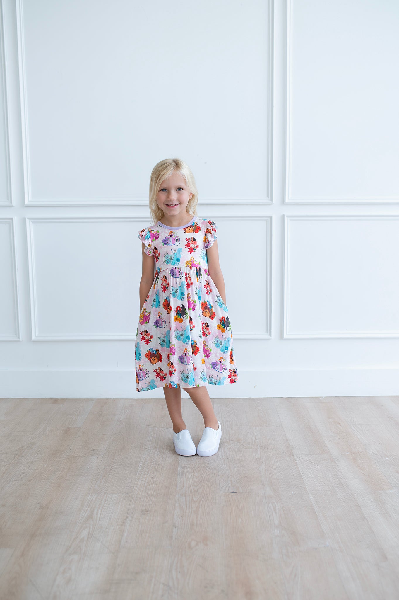 Bamboo SOVEREIGN SIDEKICKS FLUTTER SLEEVE POCKET Twirl Dress