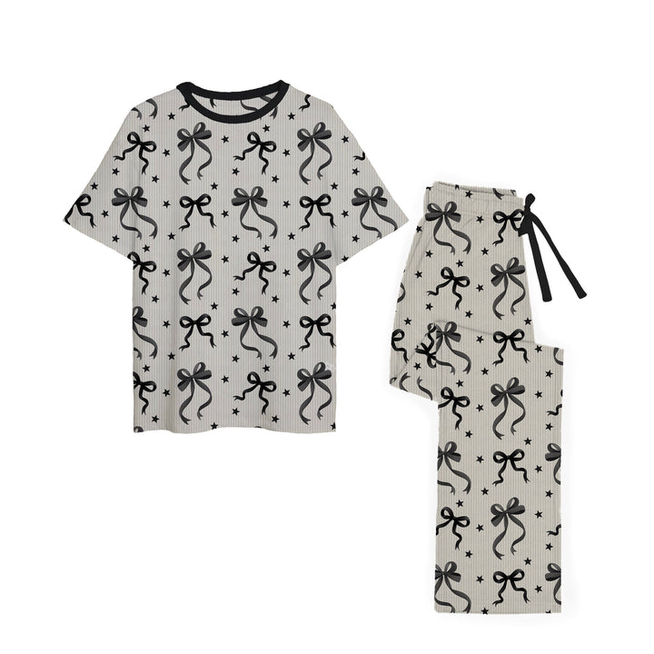 Bamboo RIBBED JUST A BOW GIRL ADULT RELAXED PANT SET
