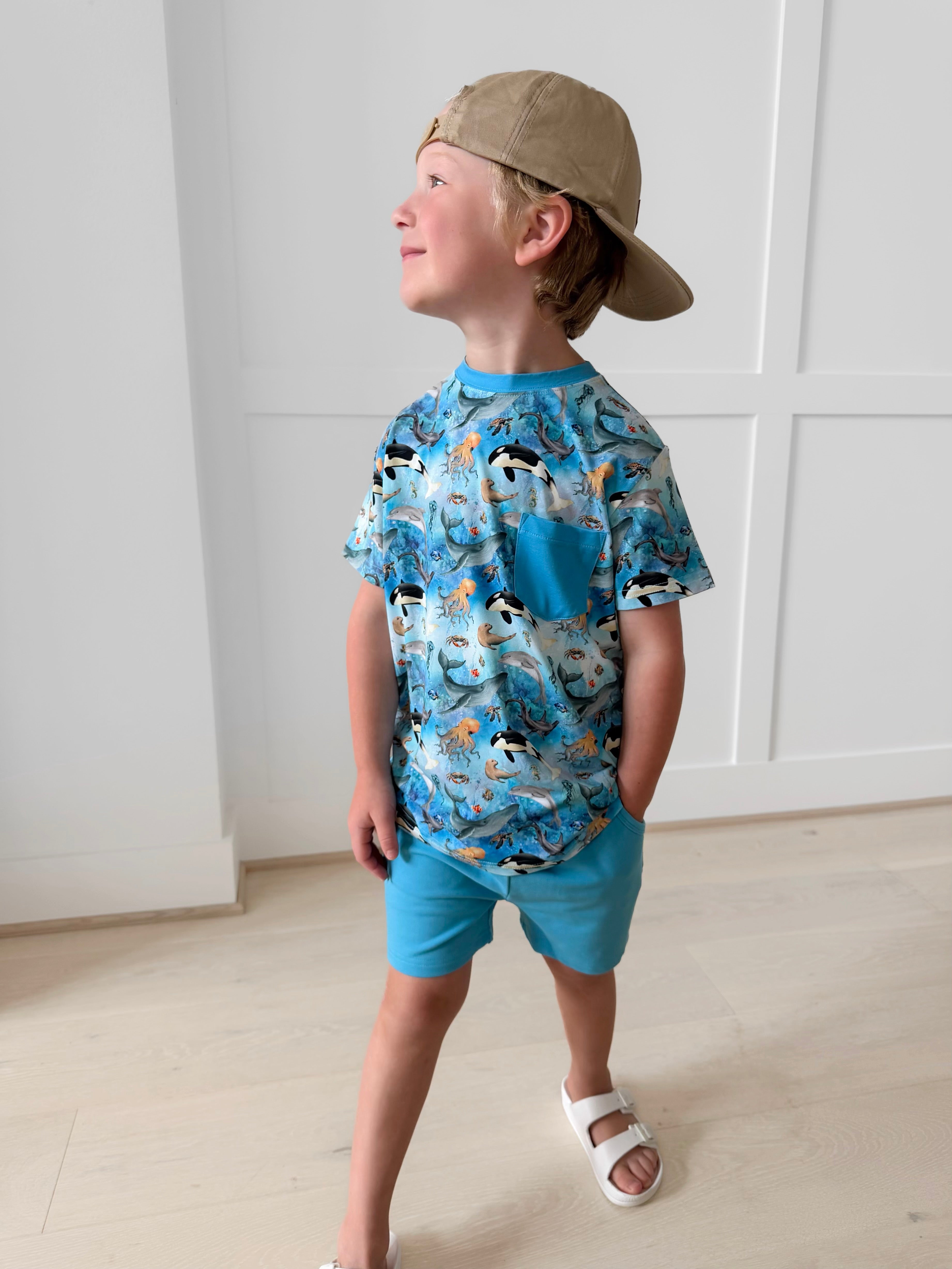 Bamboo DEEP BLUE SEAS Relaxed Short Set