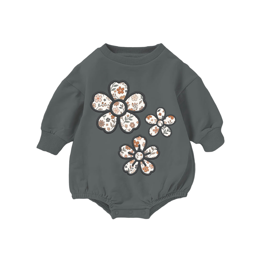 Bamboo COTTON SPANDEX SPICED FLORALS LONG SLEEVE ROMPER (BUBBLE)(NO FLEECE)