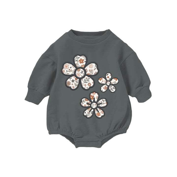 Bamboo COTTON SPANDEX SPICED FLORALS LONG SLEEVE ROMPER (BUBBLE)(NO FLEECE)