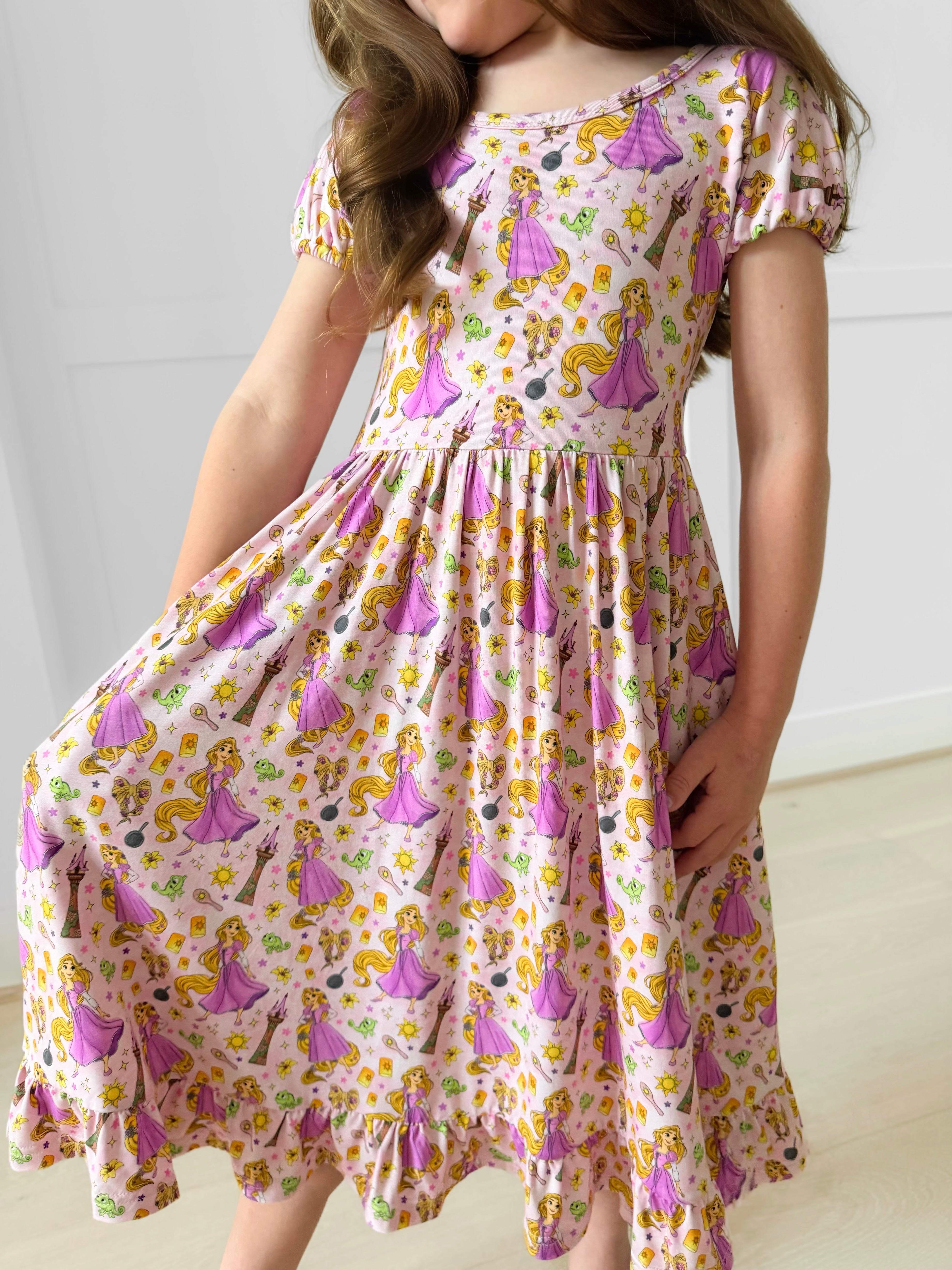 Bamboo ENCHANTED LOCKS Short Sleeve Bubble Twirl Dress