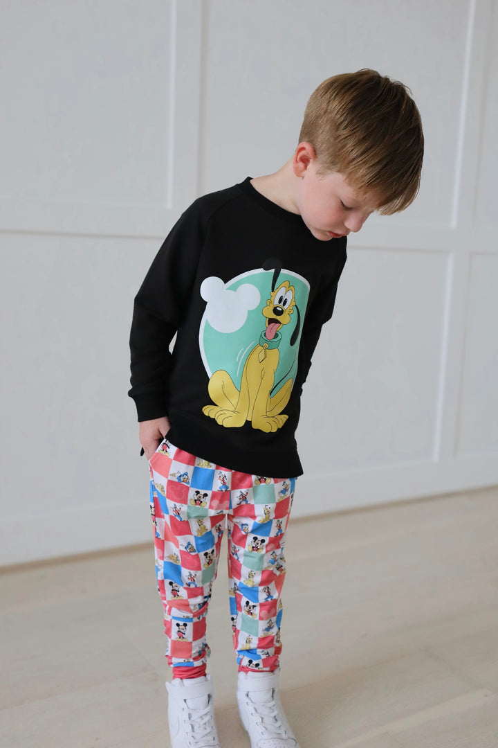 Bamboo COTTON SPANDEX TOP DOG kids GRAPHIC crewneck (FLEECE LINED)
