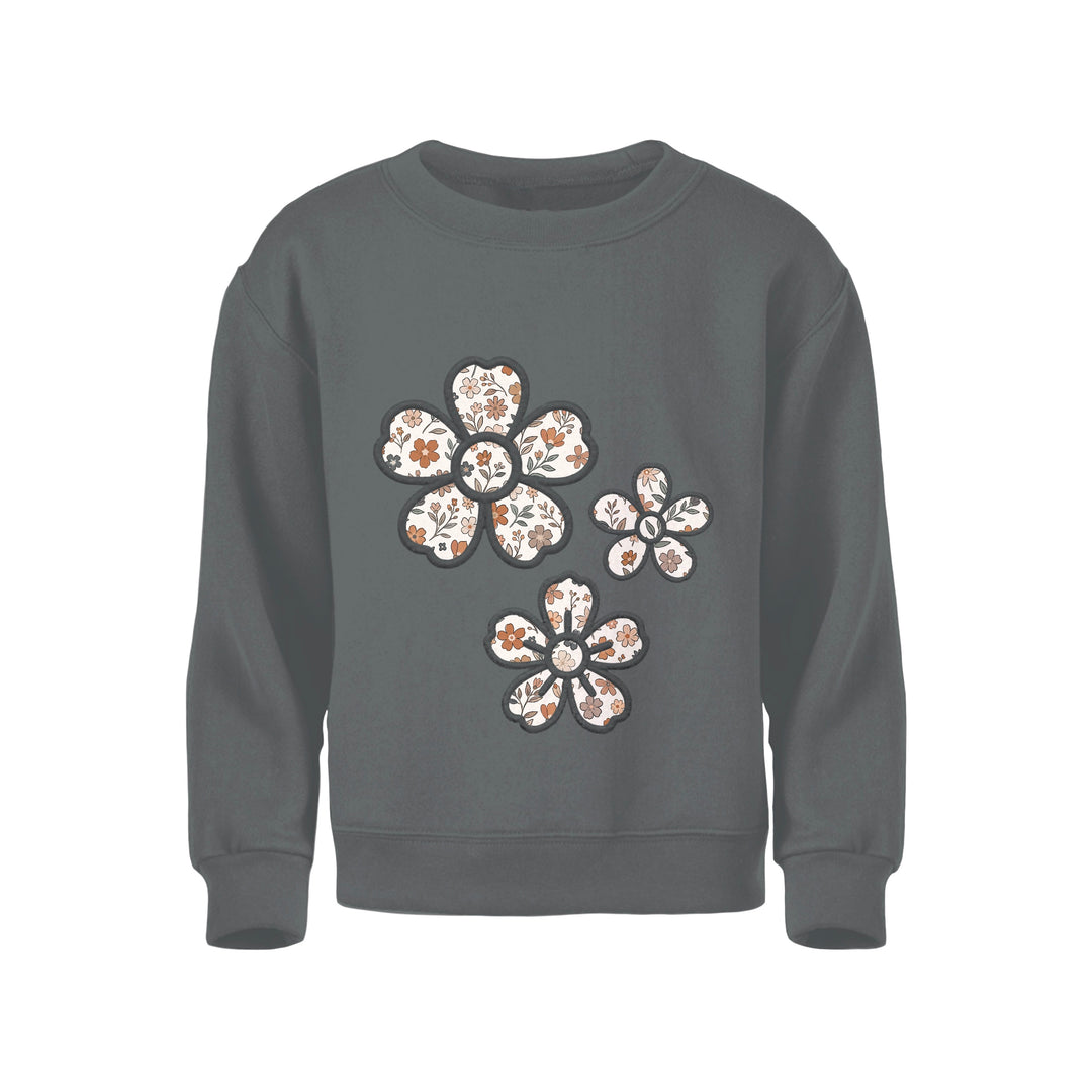 Bamboo COTTON SPANDEX SPICED FLORALS ADULT EMBROIDERED crewneck (FLEECE LINED)