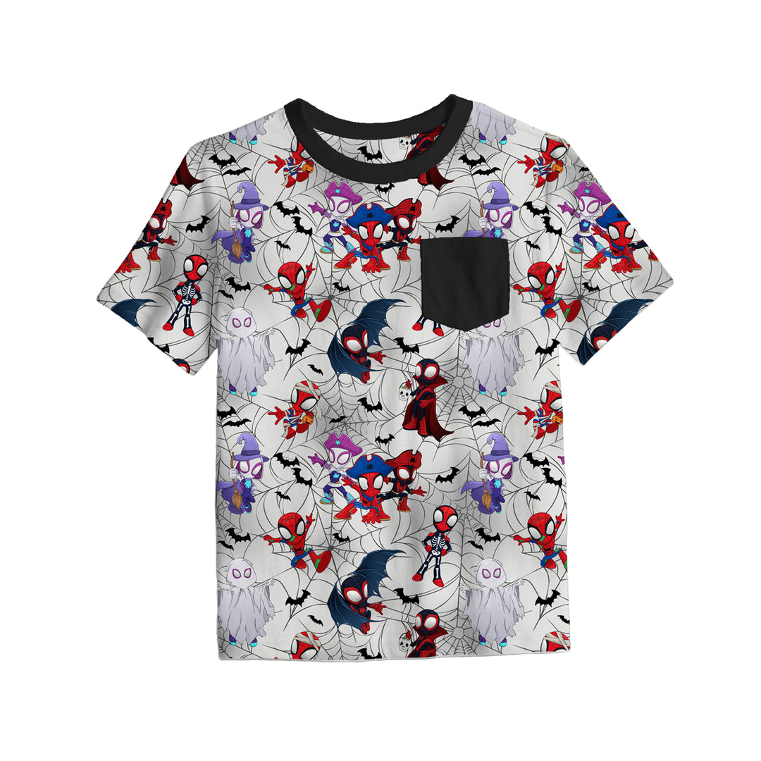 Bamboo SPINNING INTO SPOOKY FULL PRINT POCKET TEE