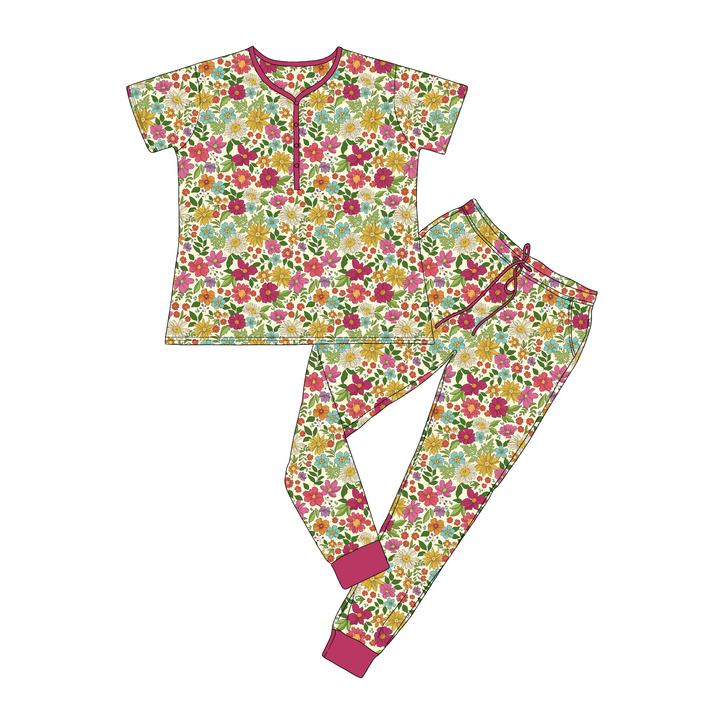 Bamboo Sophia's Floral Paradise Women’s Lounge Jogger Set (read description) FINAL SALE