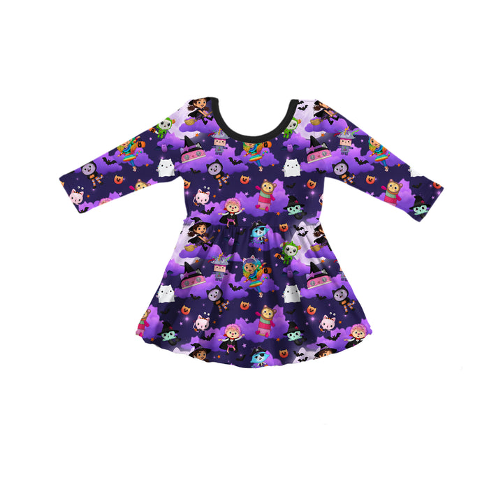 Bamboo HAPPY CAT-O-WEEN LONG SLEEVE PEPLUM TOP