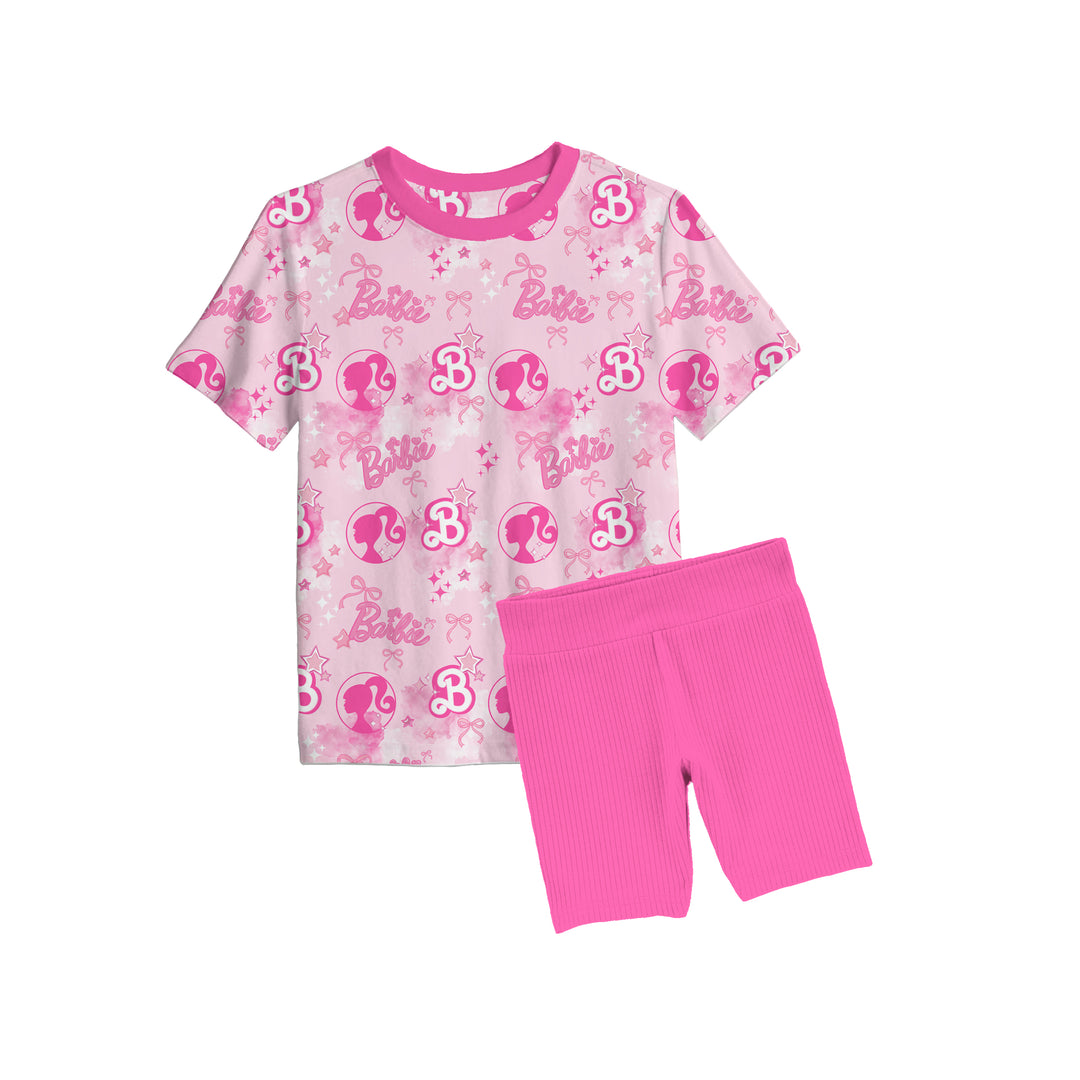 Bamboo DREAM GIRL ERA Short Sleeve Oversized Tee Biker Short Set