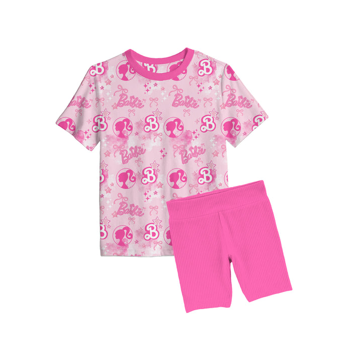 Bamboo DREAM GIRL ERA Short Sleeve Oversized Tee Biker Short Set