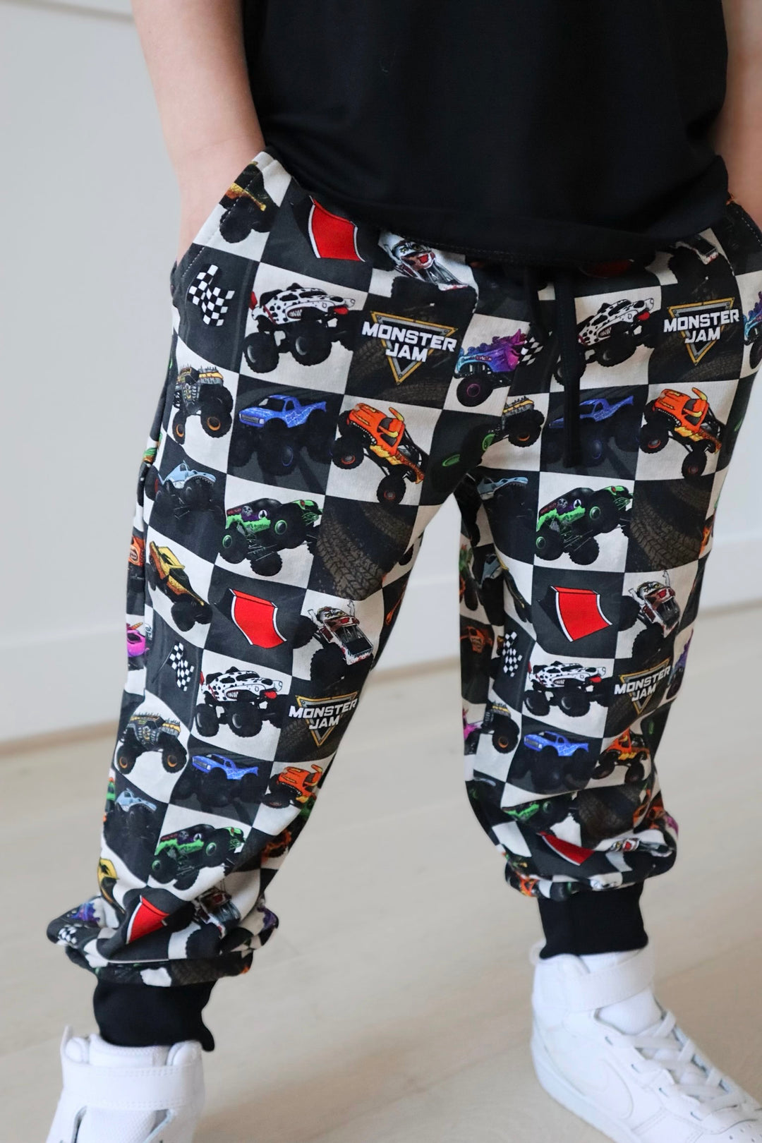BAMBOO COTTON SPANDEX WHEELIE BIG ENERGY KIDS JOGGERS (NO FLEECE)