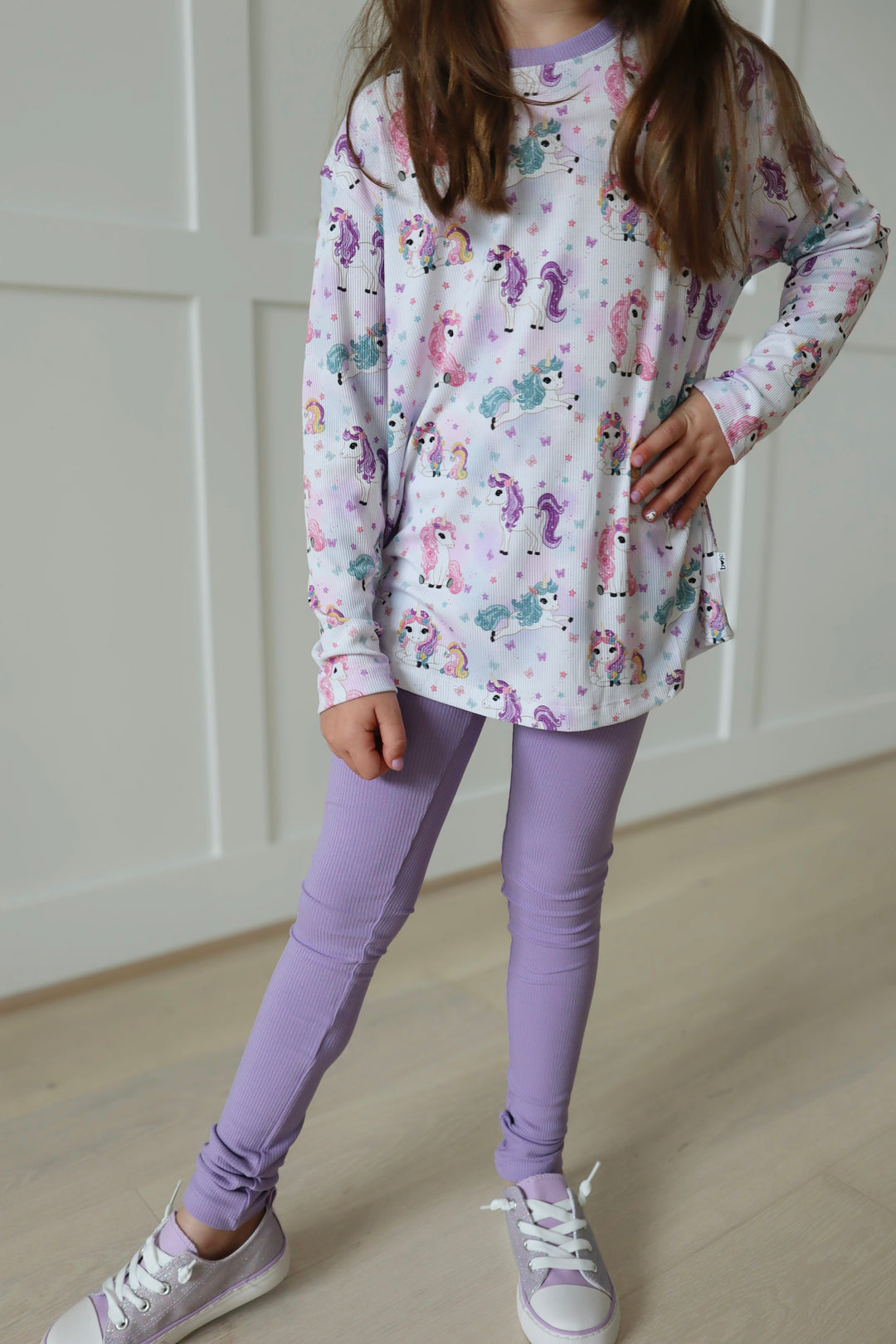 Bamboo RIBBED ENCHANTED SKIES LONG SLEEVE PRINTED TEE