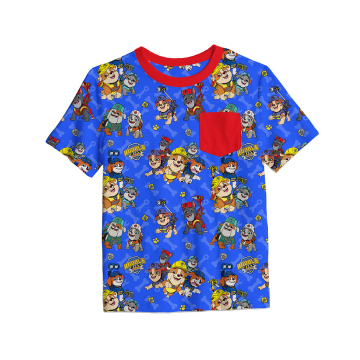 Bamboo BOW WOW BUILD FULL PRINT KIDS POCKET TEE