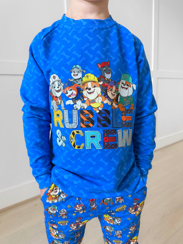 Bamboo COTTON SPANDEX BOW WOW BUILD kids GRAPHIC CREWNECK (FLEECE LINED)
