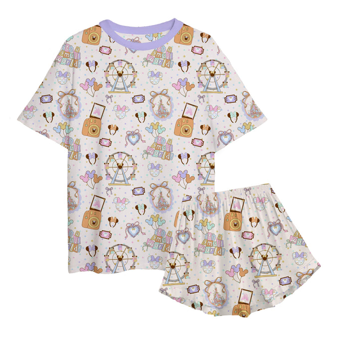 Bamboo DREAMY PARK DAYS Women’s RELAXED TEE RELAXED RUFFLE SHORT Set