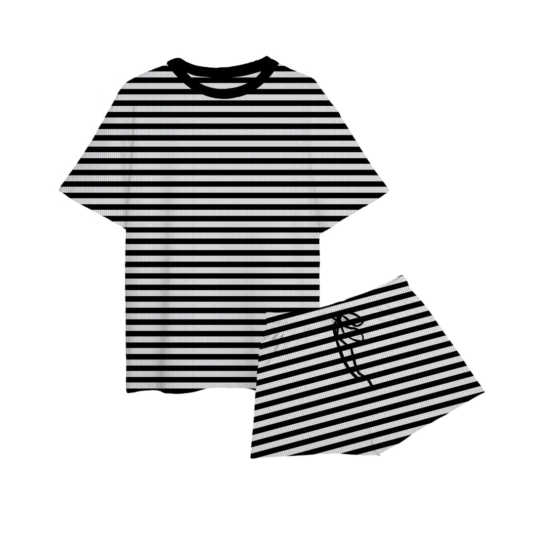 Bamboo RIBBED BOLD &amp; BASIC Women’s RELAXED TEE RELAXED SHORT Set