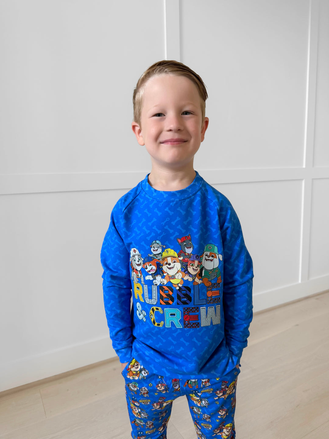Bamboo COTTON SPANDEX BOW WOW BUILD kids GRAPHIC CREWNECK (FLEECE LINED)