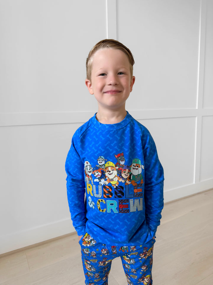 Bamboo COTTON SPANDEX BOW WOW BUILD kids GRAPHIC CREWNECK (FLEECE LINED)