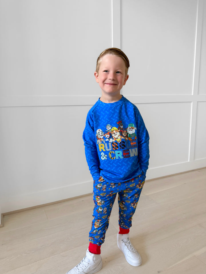 Bamboo COTTON SPANDEX BOW WOW BUILD kids GRAPHIC CREWNECK (FLEECE LINED)