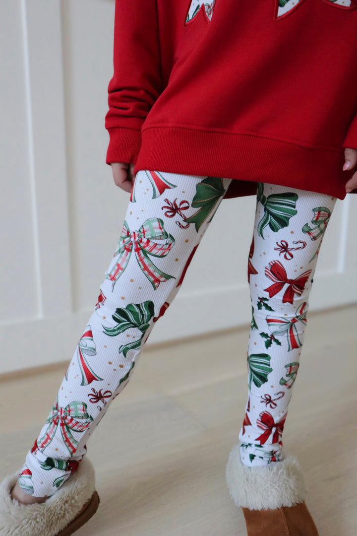 Bamboo RIBBED JINGLE BOWS LEGGINGS